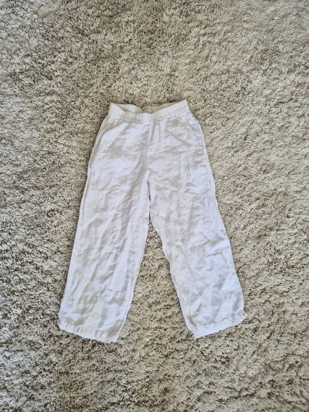 Cynthia Rowley White Cropped Linen-Blend Pull-On Pants